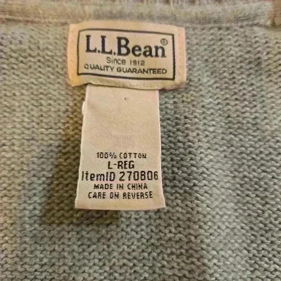 L.L. Bean Mens V-Neck 100% Cotton Pullover Sweater Blue Gray Size Large - Picture 8 of 9